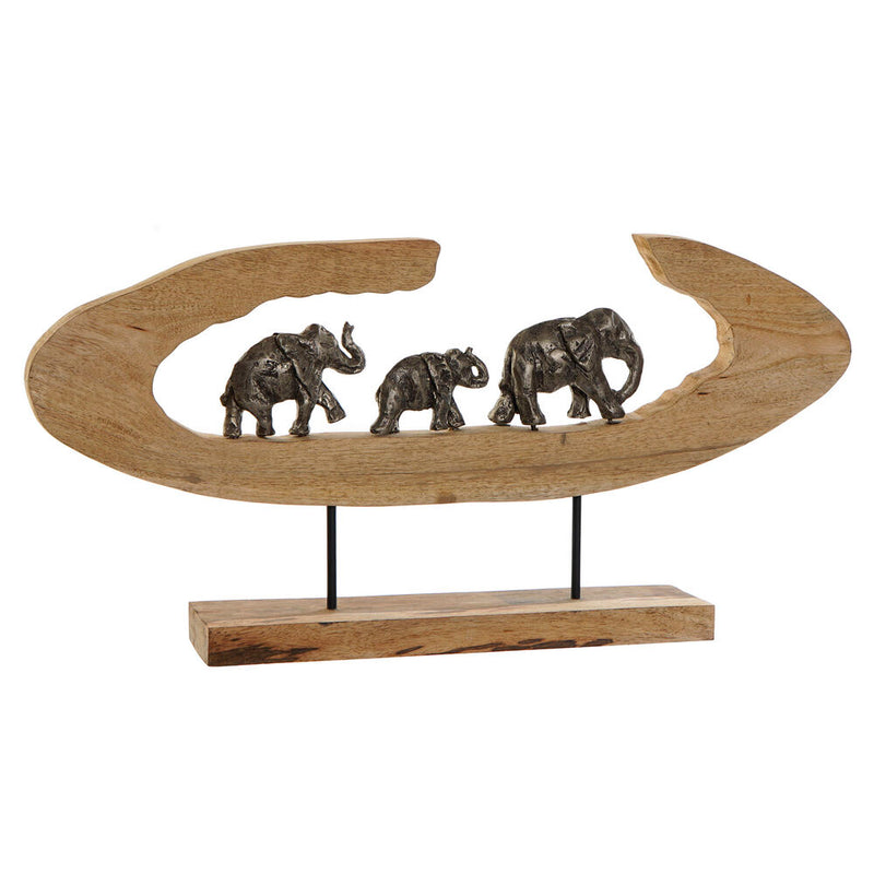 Statua Decorativa DKD Home Decor Elefant Natural Alluminio Legno di mango (68 x 9 x 33 cm) - zannishop