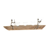 Portacandele DKD Home Decor Vetro Alluminio Legno di mango (56.5 x 14 x 15 cm) - zannishop