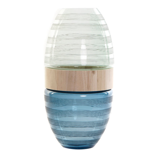 DKD Home Vase Decor Azzurro Menta Modern Glass Wood (21 x 21 x 43 cm)