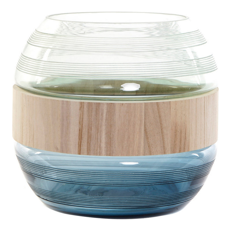 DKD Home Vase Decor Azzurro Menta Modern Glass Wood (25 x 25 x 22 cm)