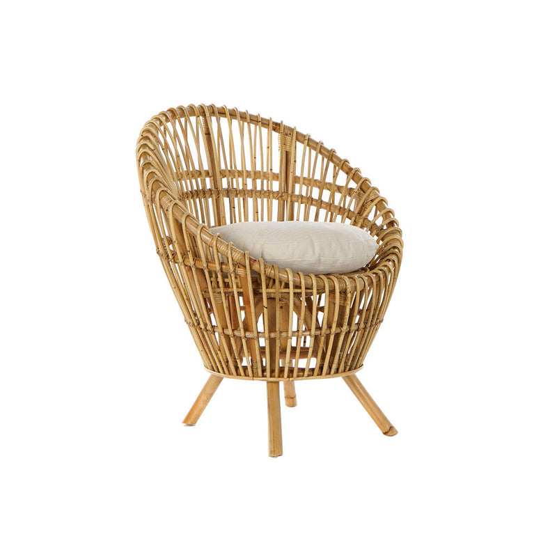 DKD Home Decor White Cottan Rattan Sessel (74 x 67 x 85 cm)