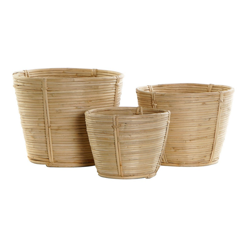 DKD Home Decor Natural Rattan Vases Set (25 x 25 x 20 cm) (3 pc)