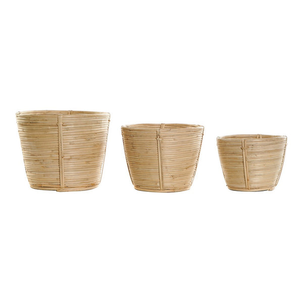 DKD Home Decor Natural Rattan Vases Set (25 x 25 x 20 cm) (3 pc)