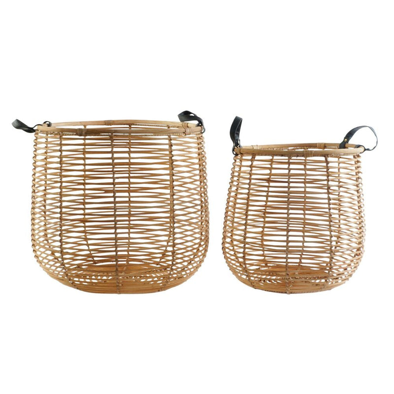 Set di Cestini DKD Home Decor ‎S3018482 Nero Marrone Rattan (49 x 49 x 44 cm) (42 x 42 x 39 cm) (2 pcs)