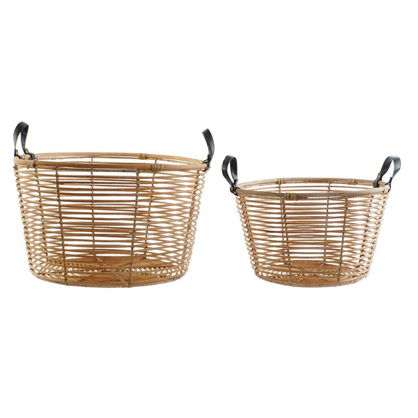 Juego de Cestas DKD Home Decor Ratán (51 x 51 x 31 cm) (2 pcs) (42 x 42 x 25 cm)