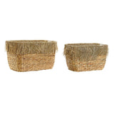 Juego de Cestas DKD Home Decor Marrón Flecos (35 x 25 x 24 cm) (2 pcs) (40 x 30 x 26 cm)