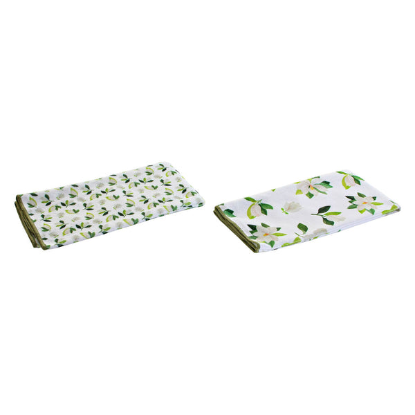 Küchentuch DKD Home Decor White Faser Green (2 Stcs)