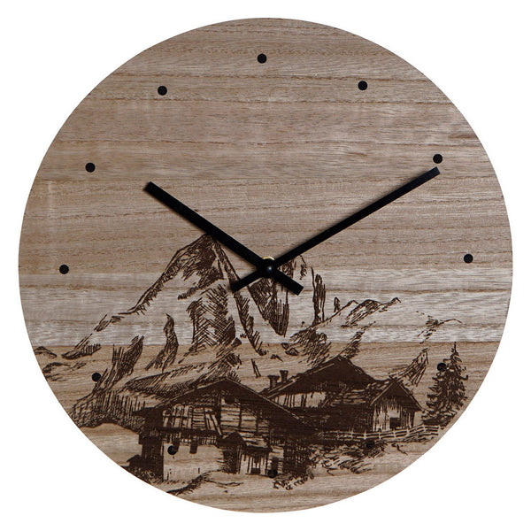 Wall Watch DKD Home Decor Mountain Black Wood MDF (30 x 30 x 1,5 cm)