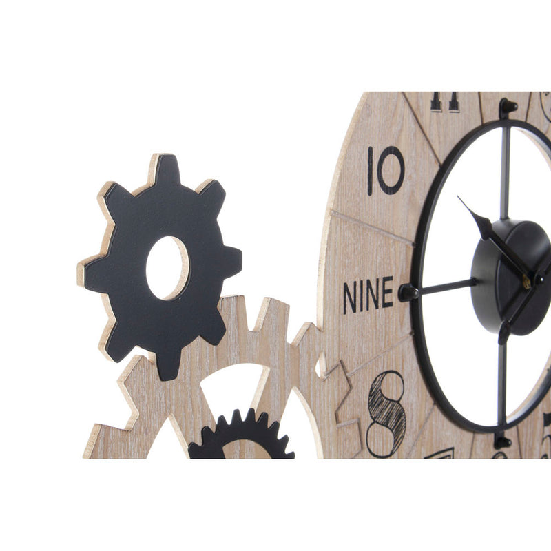 Orologio da Parete DKD Home Decor Nero Metallo Ingranaggi Legno MDF (80 x 5 x 66 cm)