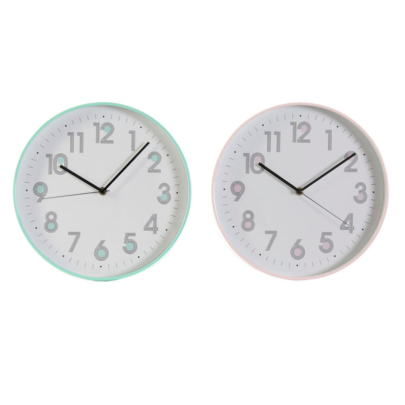 DKD Home Wall Watch PVC Green Pink Decor (30 x 4,5 x 30 cm) (2 pc)