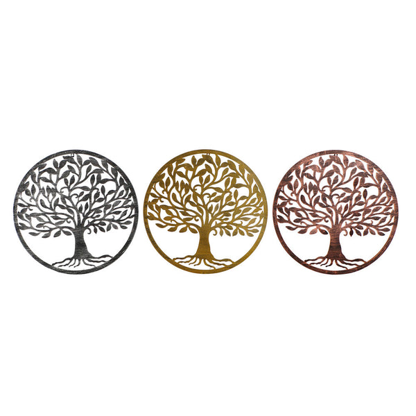 Wall Decoration DKD Home Decor Metal Tree (60 x 1 x 60 cm) (3 pcs) - zannishop