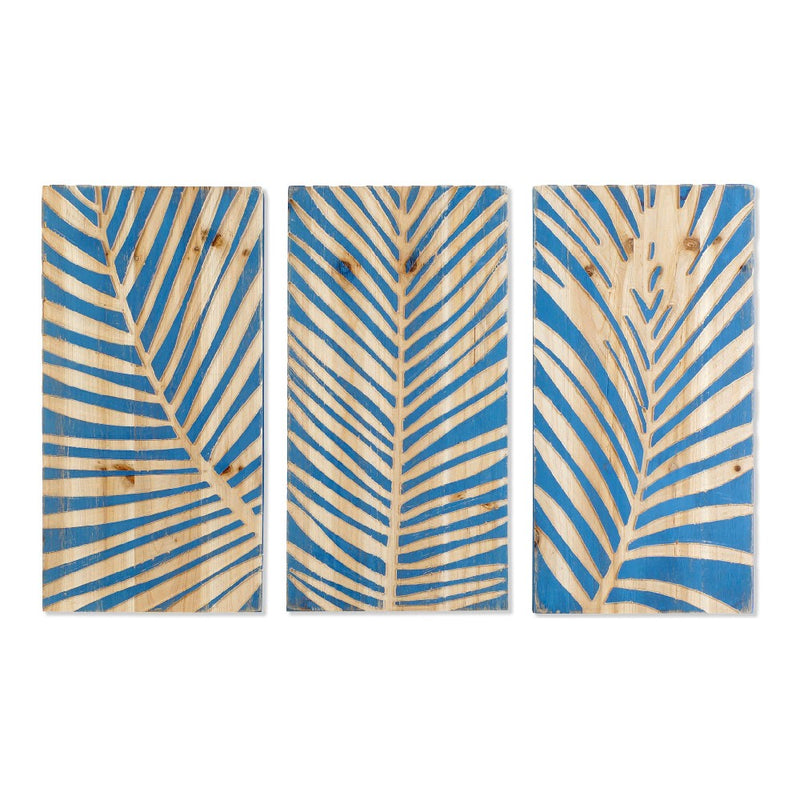 Quadro DKD Home Decor Leaf Frunze (3 pcs) (25 x 3 x 48 cm)