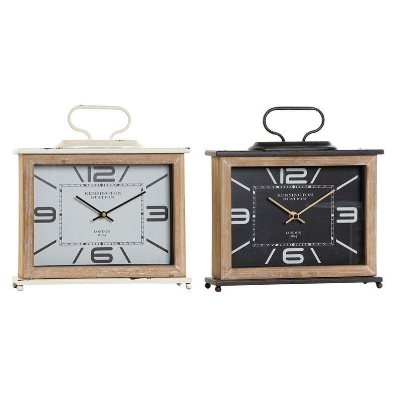 DKD Home Table Watch Decor Black Metal White Wood MDF (28 x 8 x 29,5 cm) (2 pcs)