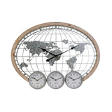 Orologio da Parete DKD Home Decor Grigio Metallo Legno MDF Mappamondo (80 x 5 x 60 cm)