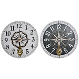 Orologio da Parete DKD Home Decor Bianco Nero Metallo Legno MDF Bussola (2 pcs) (58 x 4 x 58 cm)