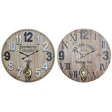 Wanduhr DKD Home Decor Marrone Black Metal Holz MDF (2 PCs) (58 x 8 x 58 cm)