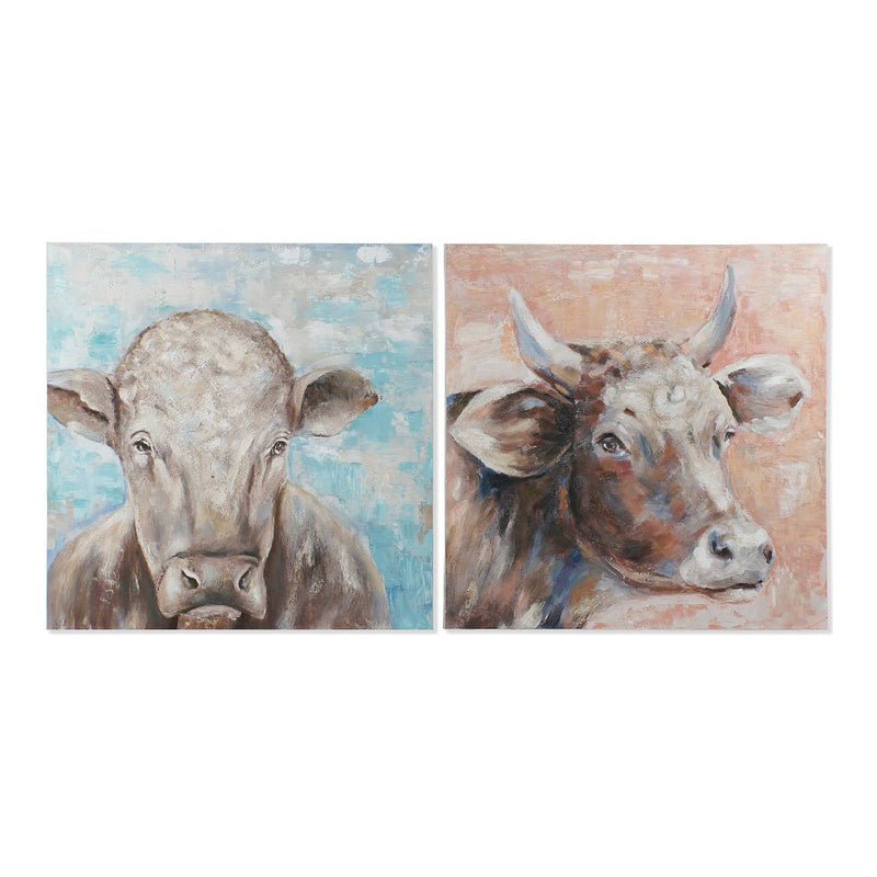 Quadro DKD Home Decor Caw Mucca (2 pcs) (100 x 3.5 x 100 cm)