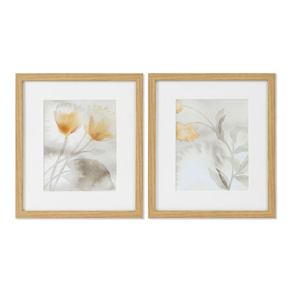 Quadro DKD Home Decor Drawed Leaf Frunze (2 pcs) (33 x 3 x 38 cm)