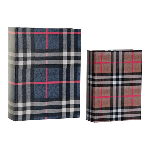 Set di Scatole Decorative DKD Home Decor Legno Tartan Tela (2 pcs) - zannishop