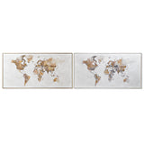 Quadro DKD Home Decor Mappamondo (2 pcs) (142 x 5 x 72 cm)