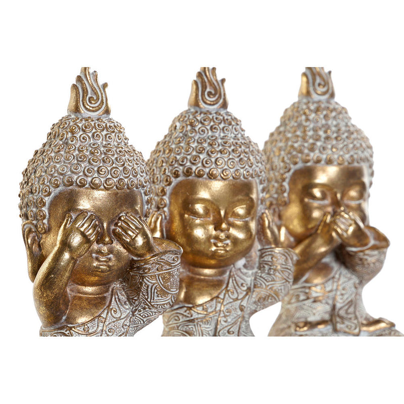 Statua Decorativa DKD Home Decor Resina Buda Finitura invecchiata (3 pcs) (7 x 5.5 x 13.5 cm) - zannishop