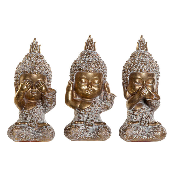 Statua Decorativa DKD Home Decor Resina Buda Finitura invecchiata (3 pcs) (7 x 5.5 x 13.5 cm) - zannishop