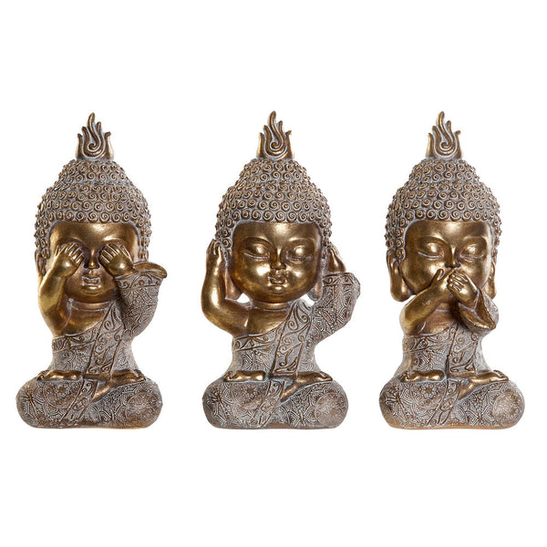 Statua Decorativa DKD Home Decor Resina Buda Finitura invecchiata (3 pcs) (9 x 8 x 19 cm) - zannishop