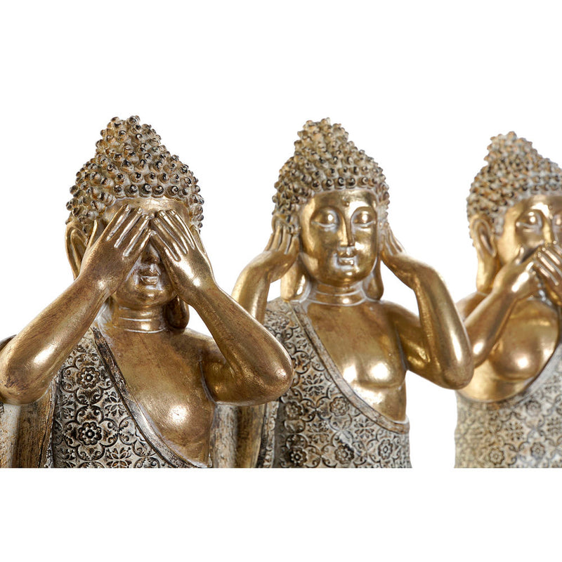 Statua Decorativa DKD Home Decor Resina Buda Finitura invecchiata (3 pcs) (15 x 12.5 x 23.5 cm) - zannishop