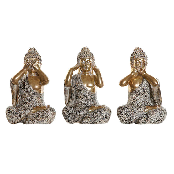 Statua Decorativa DKD Home Decor Resina Buda Finitura invecchiata (3 pcs) (15 x 12.5 x 23.5 cm) - zannishop