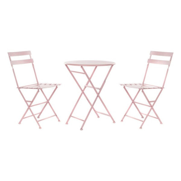 Table avec 2 chaises domestiques dkd décor en métal rose (3 pcs)