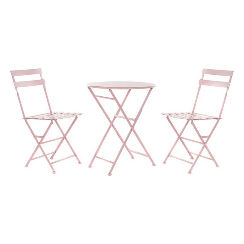 Table avec 2 chaises domestiques dkd décor en métal rose (3 pcs)