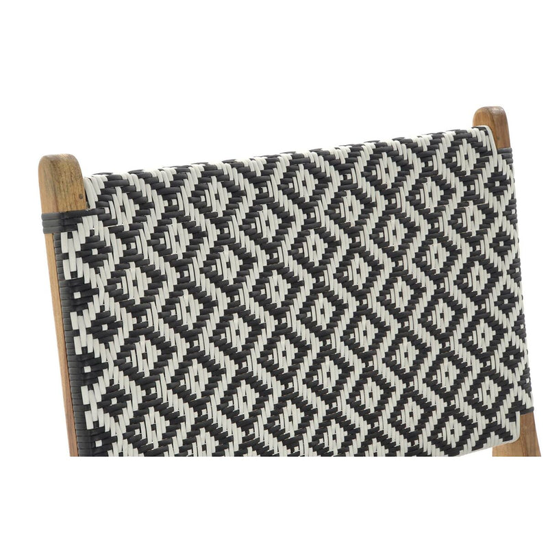 Poltrona DKD Home Decor Naturale Teca Nero Bianco PVC (65 x 80 x 68 cm)