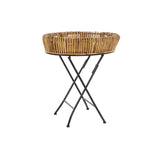 Tavolo aggiuntivo DKD Home Decor Nero Metallo Rattan (54 x 36 x 60 cm)