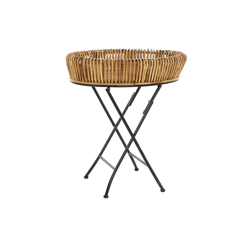 Tavolo aggiuntivo DKD Home Decor Nero Metallo Rattan (54 x 36 x 60 cm)