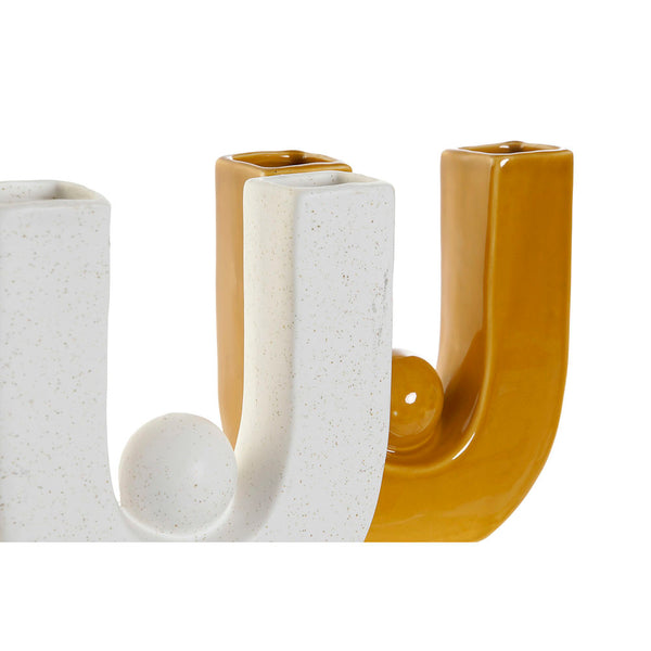 DKD Home Vase décor de céramiques blanches octerales modernes (14,5 x 14,5 x 15,5 cm) (2 pcs)