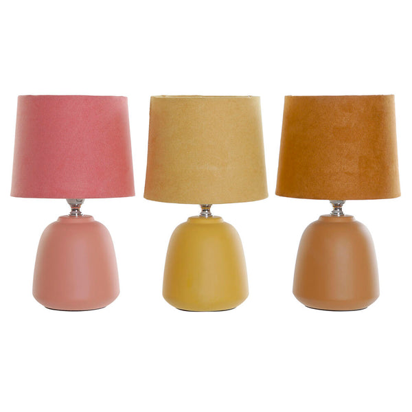 Lampada da tavolo DKD Home Decor Rosa Cotone Terracotta Gres 220 V 25W Senape (15 x 15 x 25 cm) (3 pcs) - zannishop