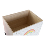 Caja de Almacenamiento con Ruedas DKD Home Decor Blanco Rosa Madera MDF (2 pcs) (30 x 22 x 26 cm)