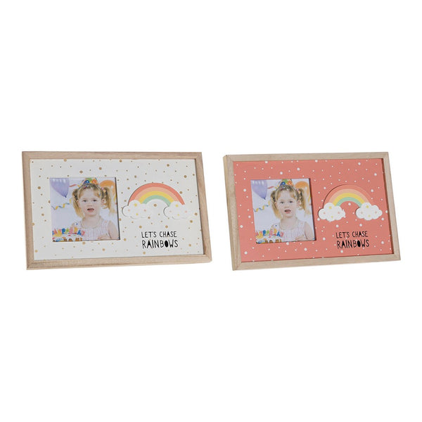 DKD Home Portapo Frame Decor Regenbogenholz MDF (2 PCs) (25 x 1 x 16 cm)