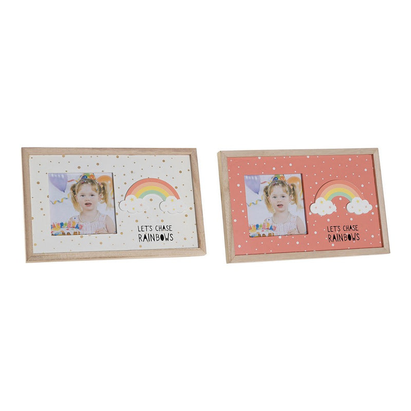 DKD Home Portapo Frame Decor Rainbow Wood MDF (2 PC) (25 x 1 x 16 cm)