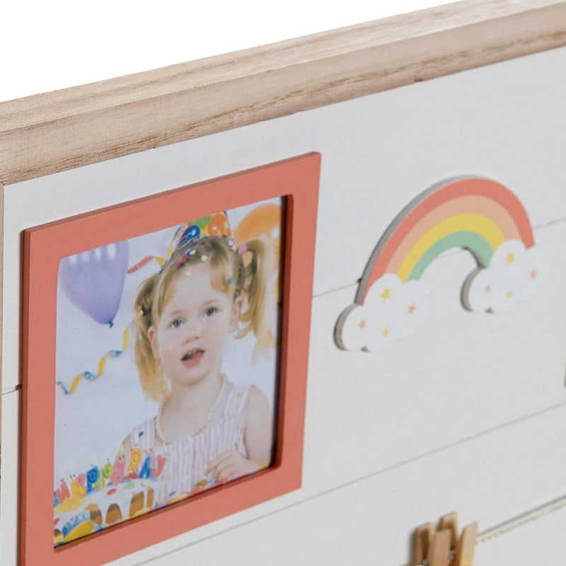 Quadro Portafoto con Mollette DKD Home Decor Legno MDF Arcobaleno (2 pcs) (42 x 2 x 32 cm)