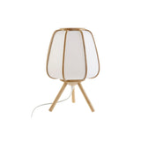 Lampada da tavolo DKD Home Decor Poliestere Bianco Bambù 220 V 50 W (23 x 23 x 35 cm) - zannishop