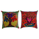 Cuscino DKD Home Decor Rosso Albero Poliestere Giallo Multicolore (40 x 7 x 40 cm) (2 pcs) - zannishop