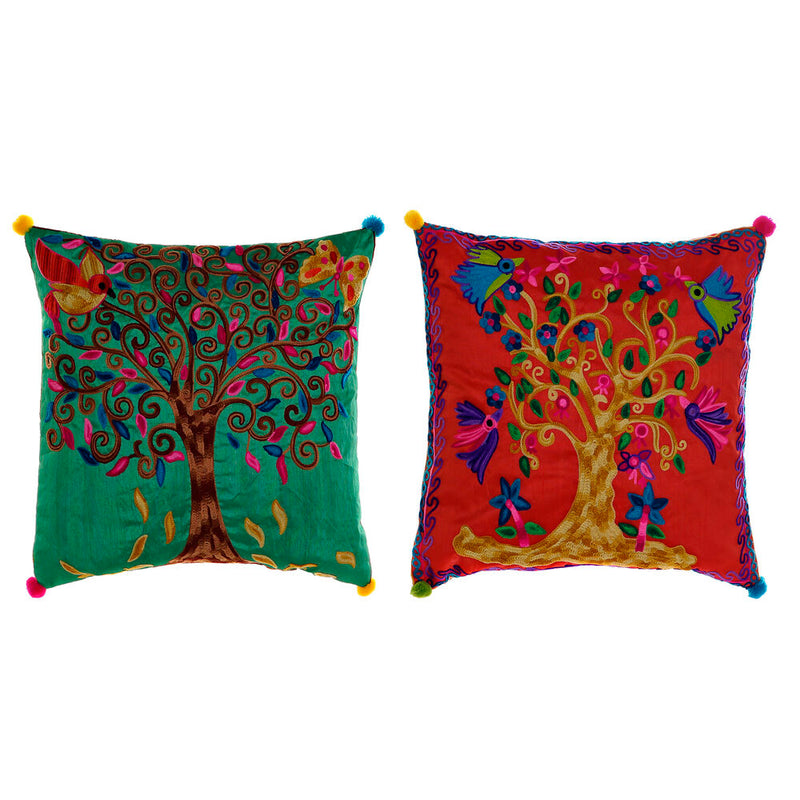 Cuscino DKD Home Decor Rosso Poliestere Verde Multicolore (40 x 7 x 40 cm) (2 pcs) - zannishop