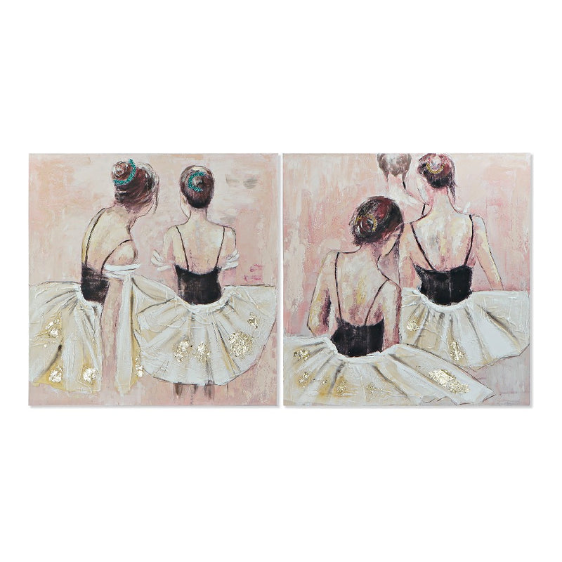 Quadro DKD Home Decor Dancers Balerină (2 pcs) (100 x 3.5 x 100 cm)