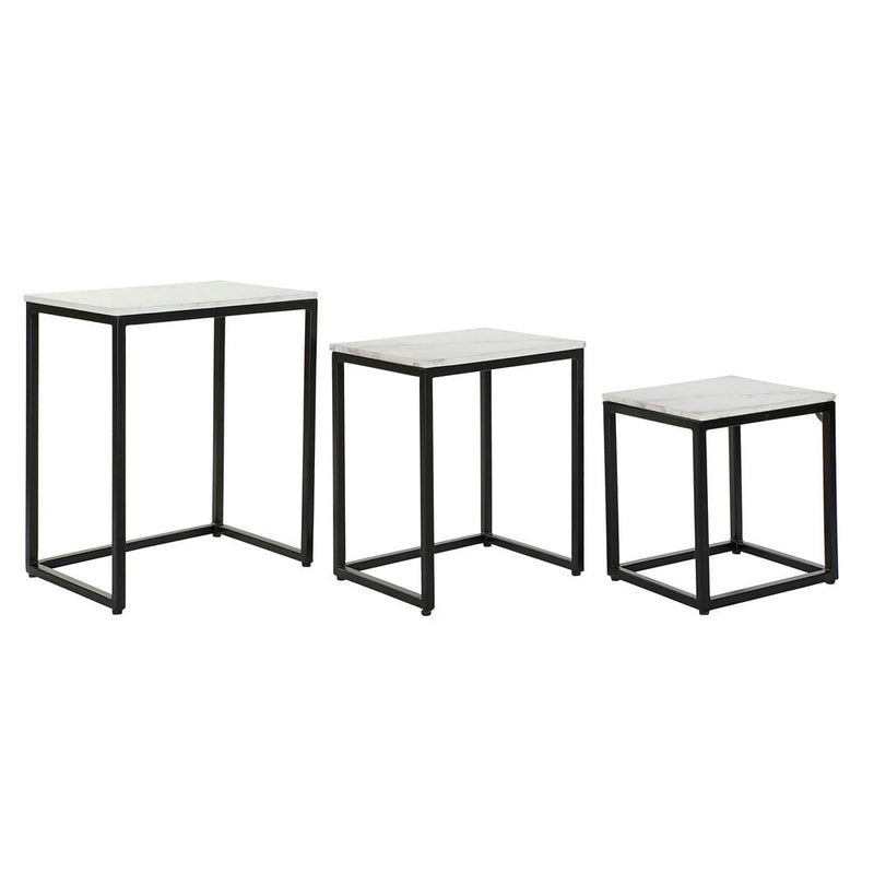 Set von 3 DKD Home Tischen Dekor schwarzweißem Eisenmarmor (50 x 35 x 60,5 cm) (3 PCs)