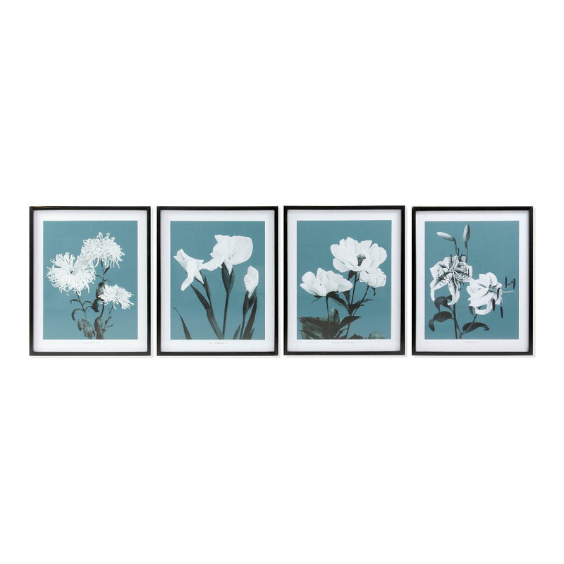 Quadro DKD Home Decor Flowers Fiori (4 pcs) (55 x 2.5 x 70 cm)