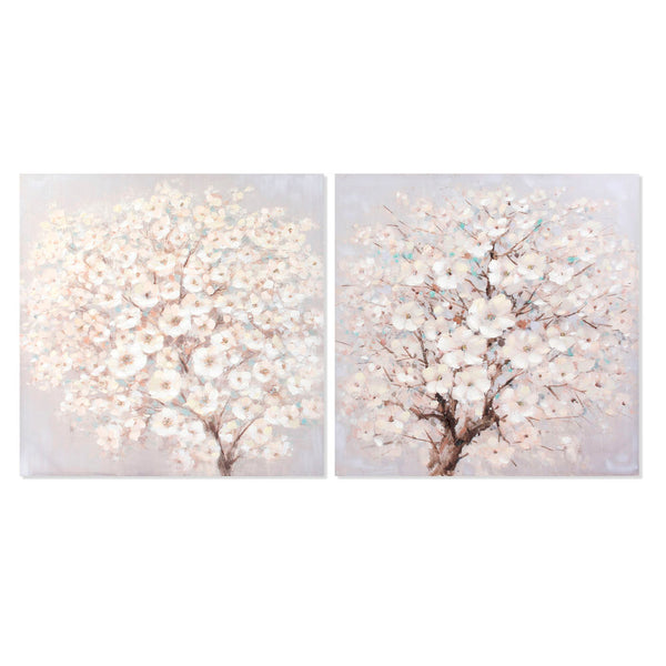 Quadro DKD Home Decor Tela Floral (2 pcs) (100 x 3 x 100 cm)