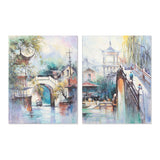 DKD Home Decor Village Canvas (2 pcs) (90 x 3 x 120 cm)