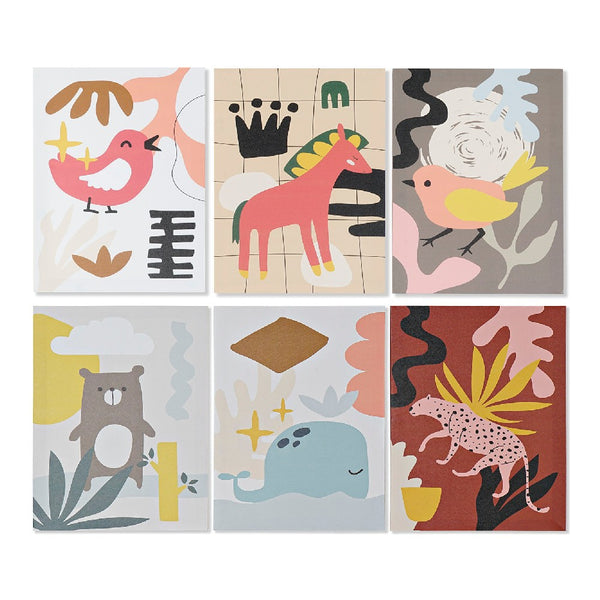 DKD Home Decor Animals Canvas Pope (6 pcs) (30 x 1,8 x 40 cm)