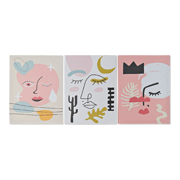 DKD Home Decor Face SA Canvas Résumé (3 pcs) (30 x 1,8 x 40 cm)